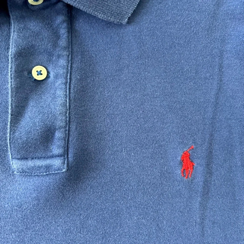 Polo Ralph Lauren Mens Navy Blue Short Sleeve Cotton Polo Shirt Red Pony Size M
